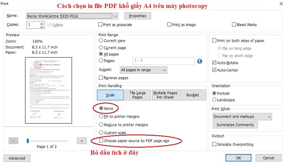 Cách in file PDF vừa khổ A4